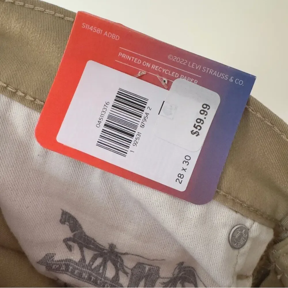 Levi’s 511 Slim All Seasons Tech Pants Tan Straight-Leg Stretch 28x30 Pockets